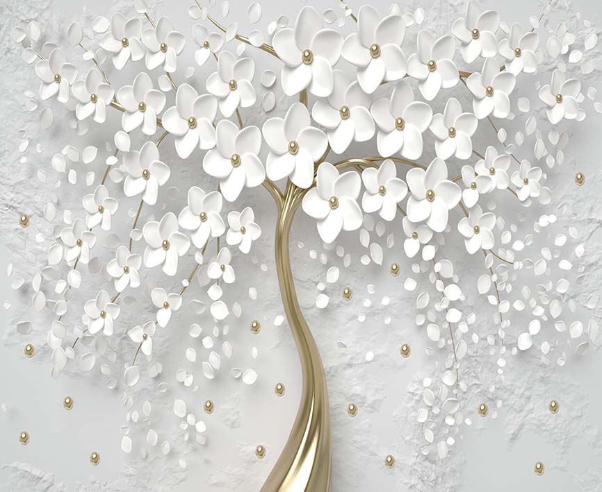 Fototapet Living Blossoming Tree White 3D